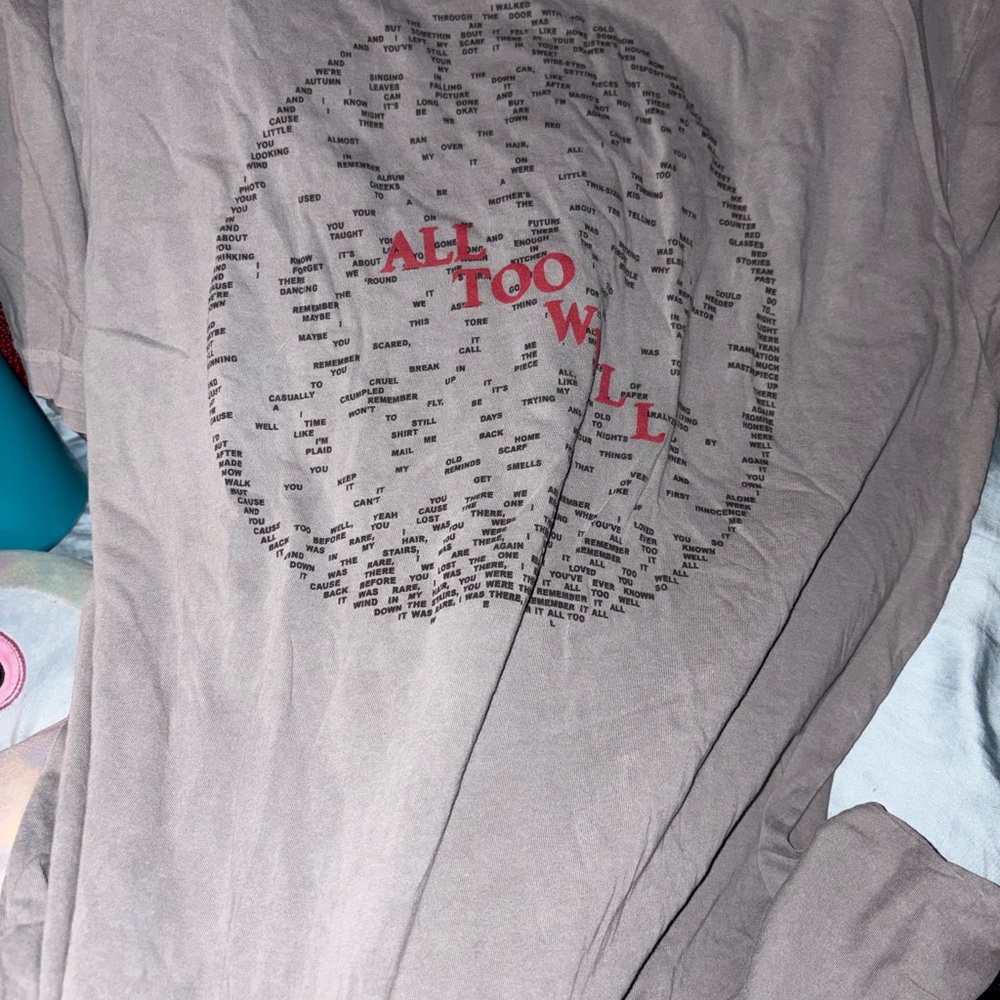 Taylor Swift Gray Tee with Red Text